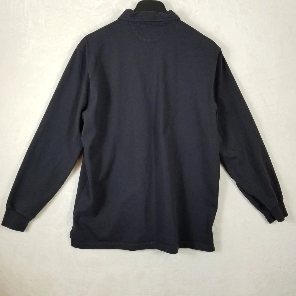 Katin‎ Mens XL Long Sleeve Polo Shirt Black 100% Cotton Rugby Style Embroidered